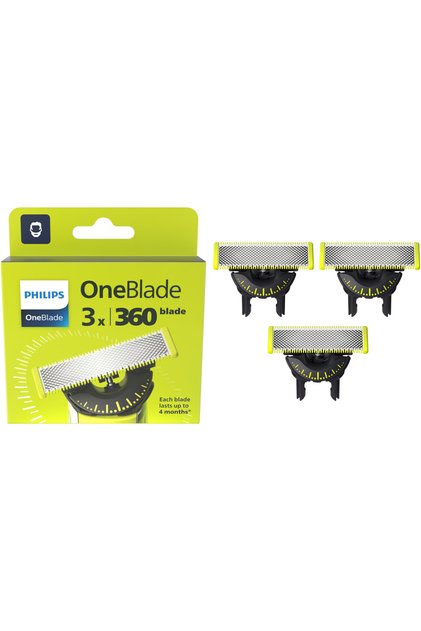 Резервно острие OneBlade 360, QP430/50, неръждаема стомана, за мокро и сухо, комплект от 3 остриета