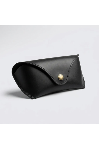 %100 Hakiki Deri El Dikişi Çıtçıtlı Gözlük Kılıfı (16x7 cm) - Siyah / Taba / Gri