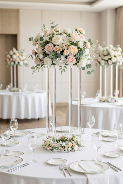 COLUM 60 CM Suport decorativ pentru flori din acril transparent, bază decorativă pentru prezentare pe masă