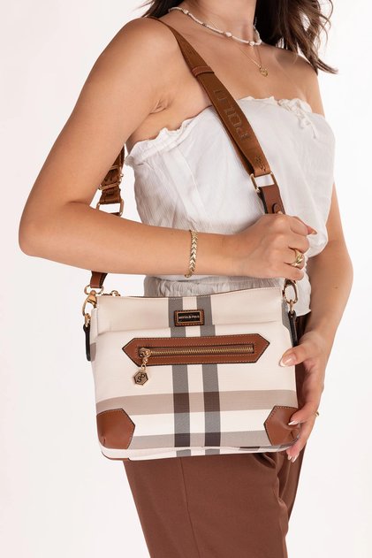 Women's Daily Stylish and Useful Plaid Pattern Shoulder Bag Sp.1110 Cream Plaid