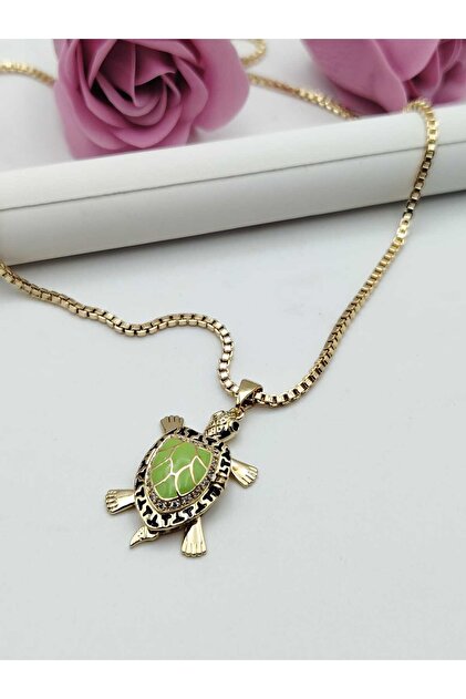 Lant Lucky Turtle placat cu aur 14k