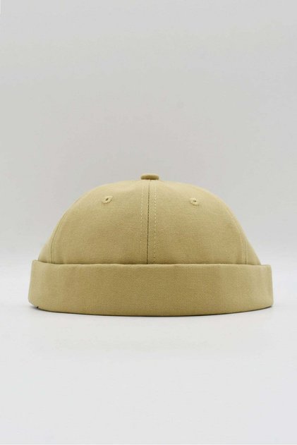 Men's Leather Band Hipster Cap Camel Docker Hat