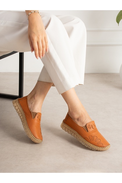 Alessi̇a Tan Genuine Leather Women's Shoes