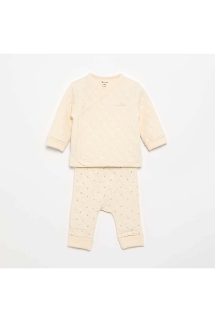 Adjustable Quilted 2-Piece Pyjamas White