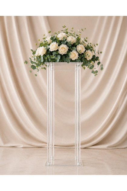 COLUM 80 CM Suport decorativ pentru flori din acril transparent, bază decorativă pentru prezentare pe masă
