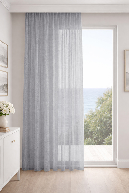 Raya Anthracite Custom Size Tulle Curtain 300X260 1X2 Pleat