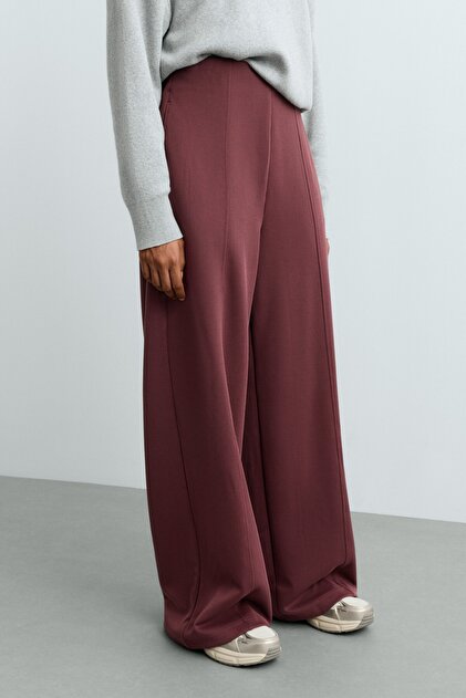 Soft-touch modal straight-leg rib trousers