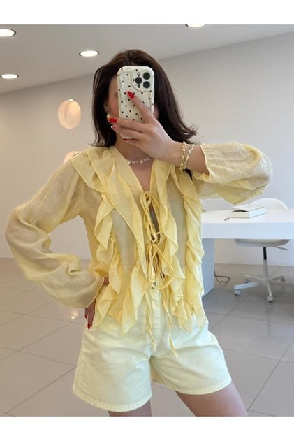 Firfir Detailed Tie-Front Shirt