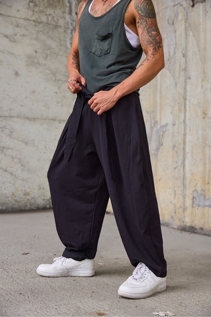 Men's Belted Loose Shalwar Trousers