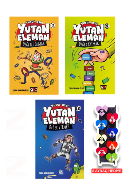 Yusuf Asal Yutan Elements 1 Value to Cherish 2 Value to Add 3 Value to Give 3 Book Set of 8 Special Design Heart Bookmark Gift