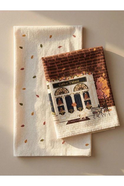 Mixed Patterned Cotton Drying Cloth 2-Pack 40X50 cm (W6)