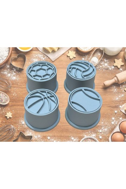 Sports Themed 4-Piece Dough and Cookie Shaping Mold Set