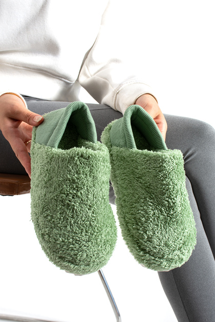 Women's Green Comfortable and Useful Home Shoes with Elastic Back, Home Boots