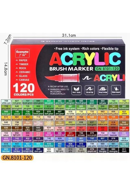 Set de markere acrilice 120 bucăți, markere Flamastry, Mazaki rezistente la apă, cadou