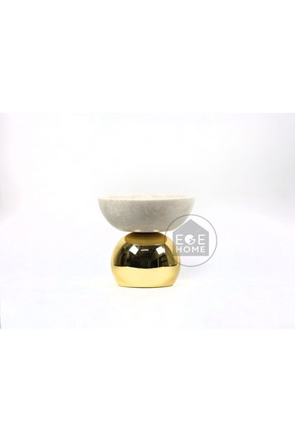 Decorative Natural Marble Gold Large Ball Footed Bowl
