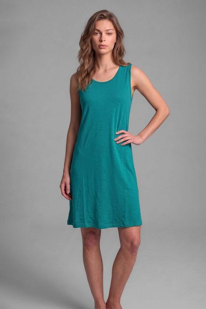 Vienetta Women's Cotton Blend Home-Beach Dress Turquoise Green