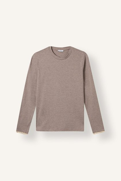 Slim Fit Crew Neck Long Sleeve Combed Cotton Basic Tunic I2976Ax26Au