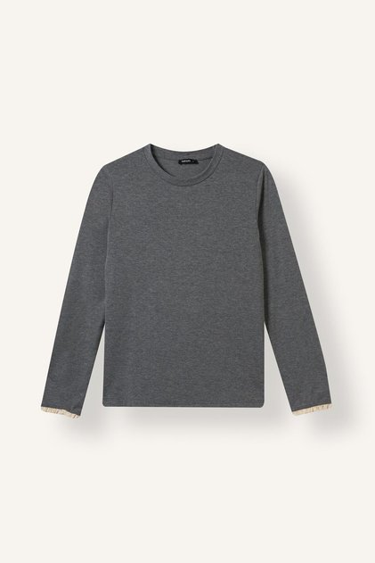 Slim Fit Crew Neck Long Sleeve Combed Cotton Basic Tunic I2976Ax26Au