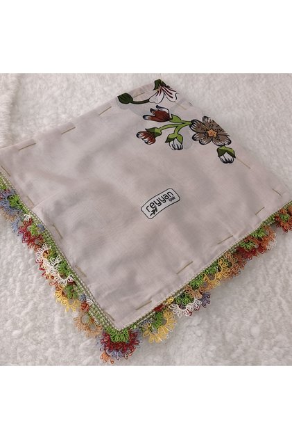 Handmade Needlework Writing, Scarf, Yemeni, Mevlit Cover, Head Cover, 4 Sides Embroidered, 100% Cotton, 100*100cm
