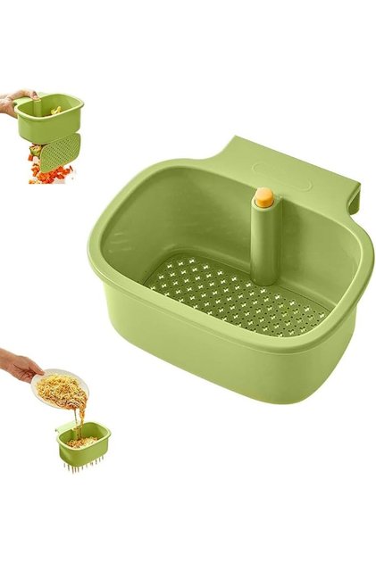 Hastib ®   Kitchen Sink Drain Filter, Breathable Sink Strainer with One Empty Button, Multifunctional Sink Drain Basket - Green