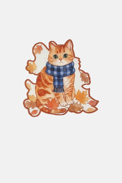 Blue Scarf Cat Pattern Embroidered Cocktail Napkin 1 Piece
