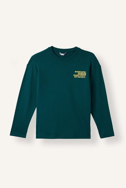 Okul 100% Cotton Oversize Drop Shoulder Crew Neck Printed Long Sleeve T-Shirt Boy I6417A826Au