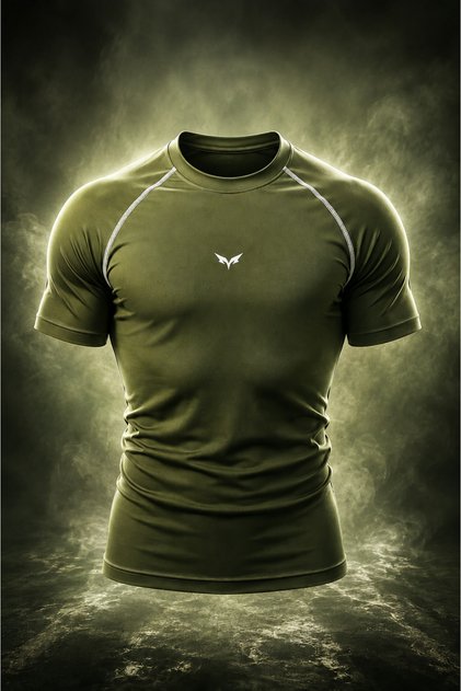 Elite Serisi Premium Kumaş Erkek Slim Fit Spor Tişörtü – 4 Yöne Esnek, Nefes Alan, Military Olive haki