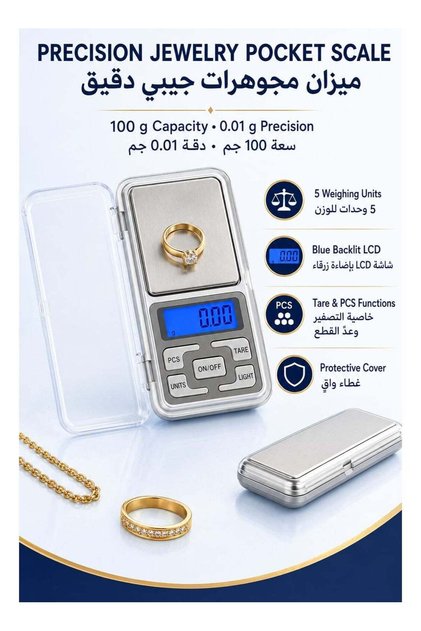 Jewelry Electronic Scales, Portable Pole Scales, Pocket Mini Scales for Gold Jewelry - 100g × 0.01g Digital Precision Pocket Scale – Mini Jewelry Scale with LCD Display, Tare & Piece Counting