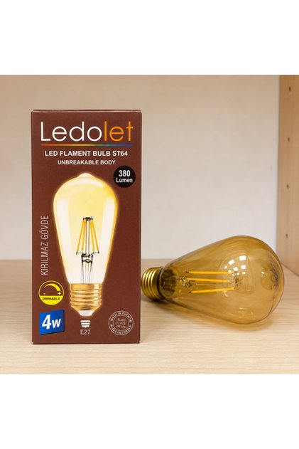 LEDOLET LED FLAMENT BULB 4W 380 LÜMEN KIRILMAZ GÖVDE E27