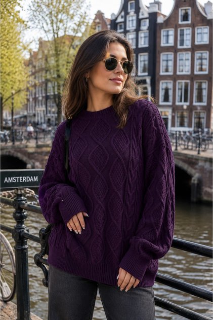 Hair Knitted Purple Sweater