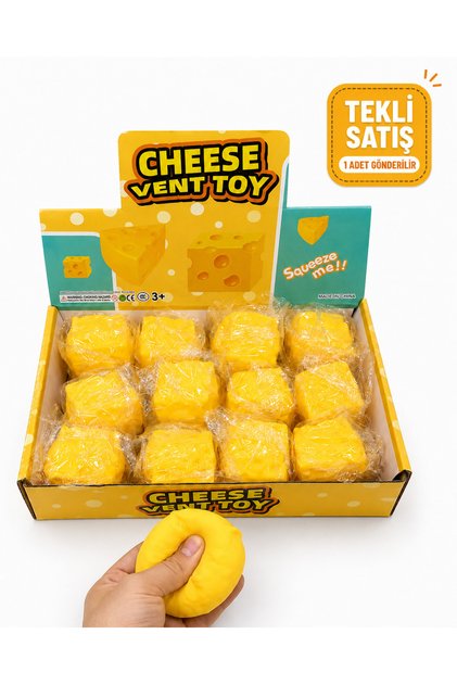Peynir Squishy Sıkılabilir Stres Oyuncağı – Yumuşak Esnek Eğlenceli Tekli