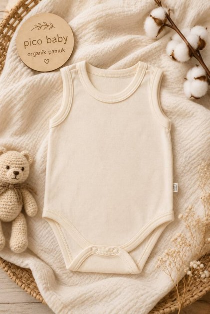 %100 Pamuk Organik Çıtçıtlı Erkek Bebek Body Zıbın / Bebek Atlet