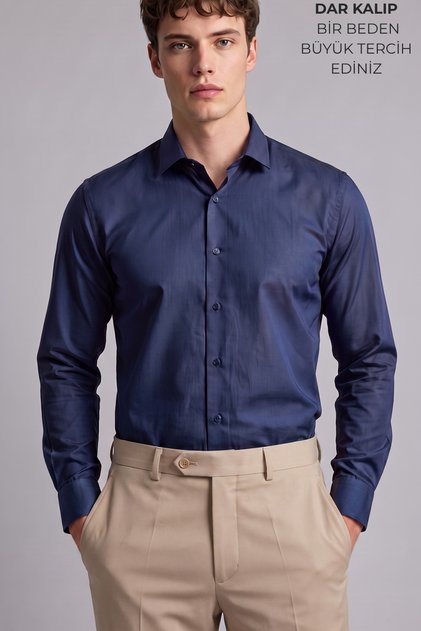 Men's Slim Fit Classic Satin Shirt Long Sleeve Modern Cut