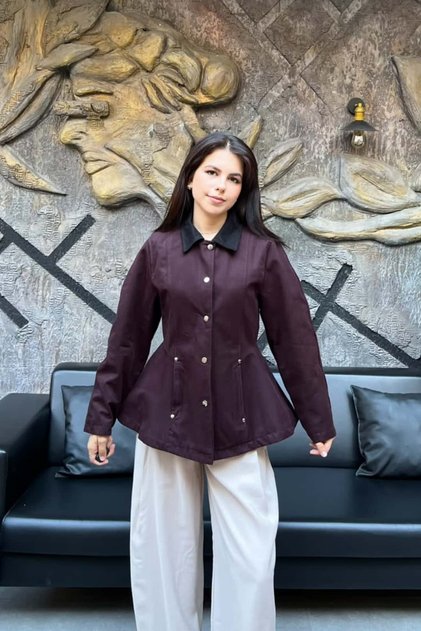 Women's Premium Quality Velvet Collar Waist-Fitted Spring Jacket Sun458