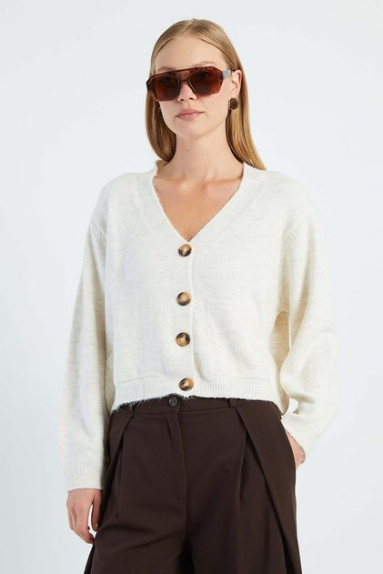 Buttoned V-Neck Knitwear Cardigan