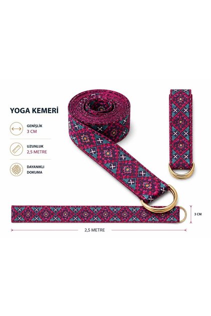 Yoga Kemeri 3 cm x 2,5 Metre – Metal Halkalı Dayanıklı Dokuma Esneme ve Germe Kemeri