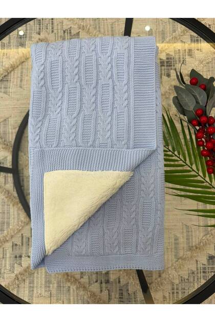 Luxury Plush Lined Knitwear Baby Blanket, Warm Stroller & Hospital Discharge Blanket 80*90 cm