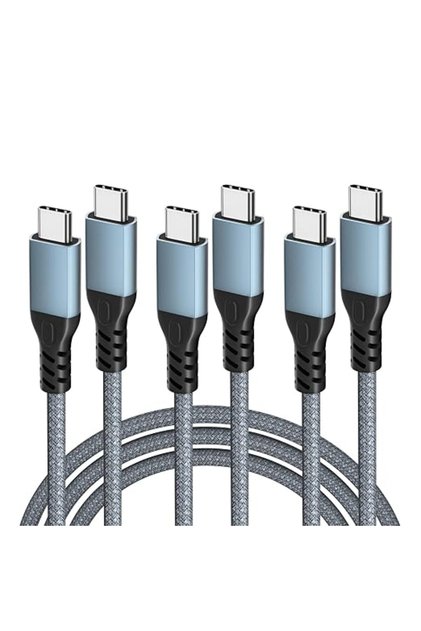 كابل USB A إلى USB C، 1 متر + 2 متر، شحن سريع 2.4 أمبير، كابلات شحن من النوع C، مزودة بخاصية مزامنة البيانات بسرعة 480 ميجابت في الثانية، مصنوعة من النايلون المضفر.