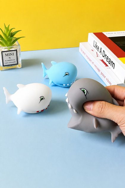 Köpek Balığı Squishy Oyuncak Sıkılabilir Deniz Canlısı Esnek Duyusal Anti Stres Oyuncağı Squeeze Toy (1 Adet)