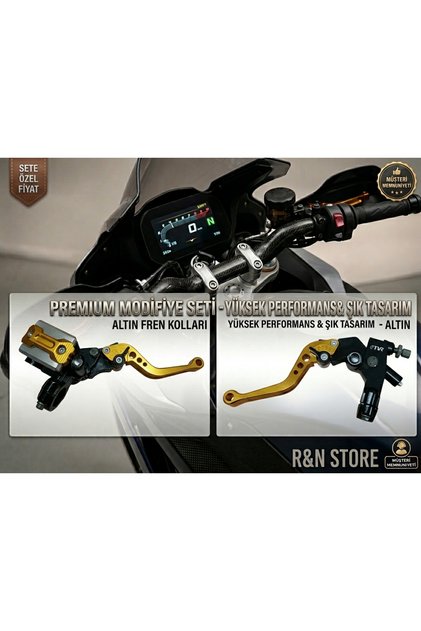 Universal Touring Motosiklet Hidrolik Fren Ve Debriyaj Kolu Seti - Gold Ayarlanabilir CNC Modifiye Set -