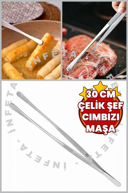 30cm Masterchef Tweezers Tongs Stainless Steel Chef Tweezers Barbecue Meat Frying Tongs-Food Serving Tongs