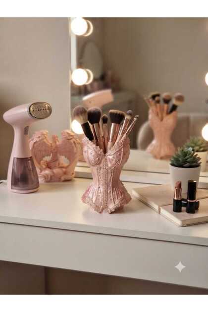3D Design Vintage Corset Design Multi-Purpose Pen Holder, Makeup Brush Holder, and Organizer - Coquette / Rococo Decorative Object