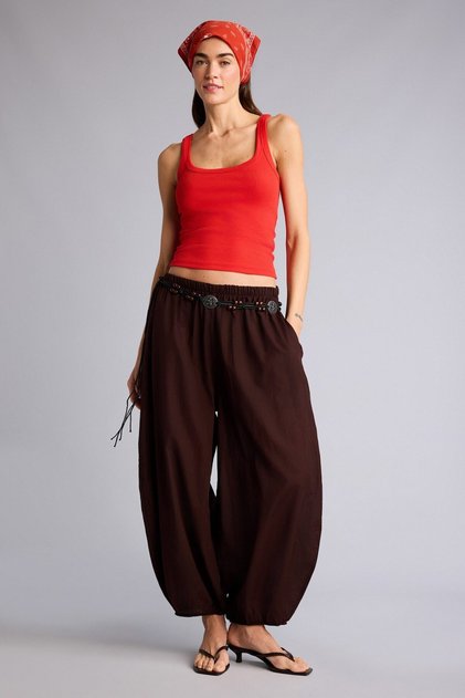 Balloon Fit Vual High Waist Straight Leg Pants H7988Ax26Sm