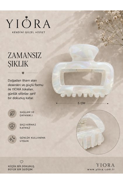Patterned Acetate Bone Hair Clip 5 cm Strong Grip Women's Hair Clip – Color Options Available