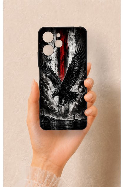 Redmi 12 Compatible Black Eagle Patterned Silicone Case
