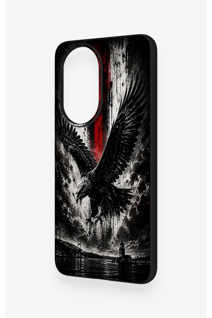 Honor 200 5g Compatible Black Eagle Patterned Silicone Case