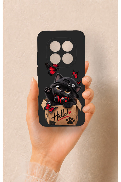 Redmi Note 15 Pro 5g Compatible Hello Cat Patterned Silicone Case