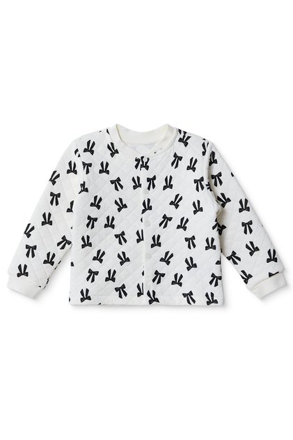 HelloBaby Kız Bebek Kapitone Hırka Fiyonk Baskılı Çıtçıtlı Bisiklet Yaka Long Sleeve