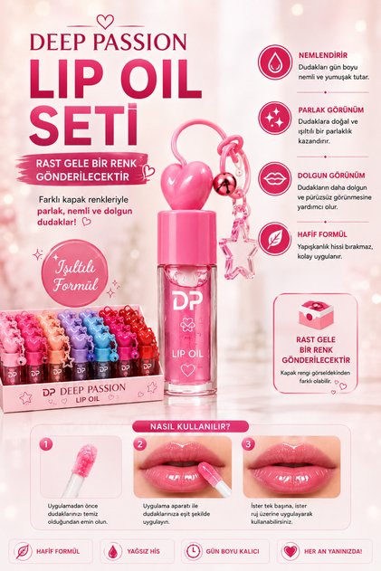 Anahtarlı Lip Oil Dudak Yağı – Nemlendirici Parlak Dudak Bakımı