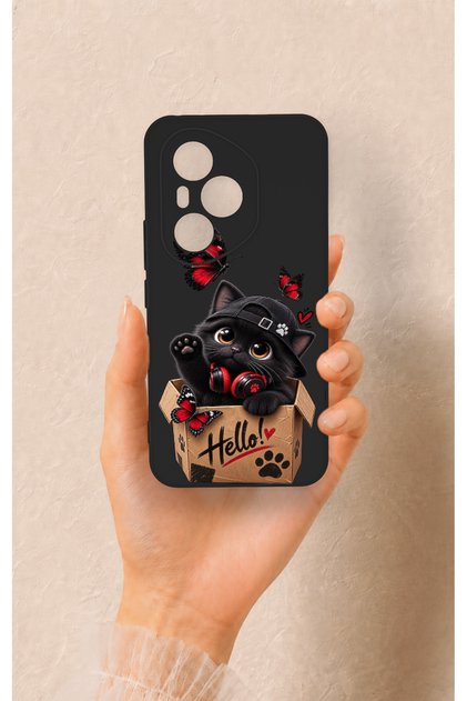 Honor 400 Pro Compatible Hello Cat Patterned Silicone Case
